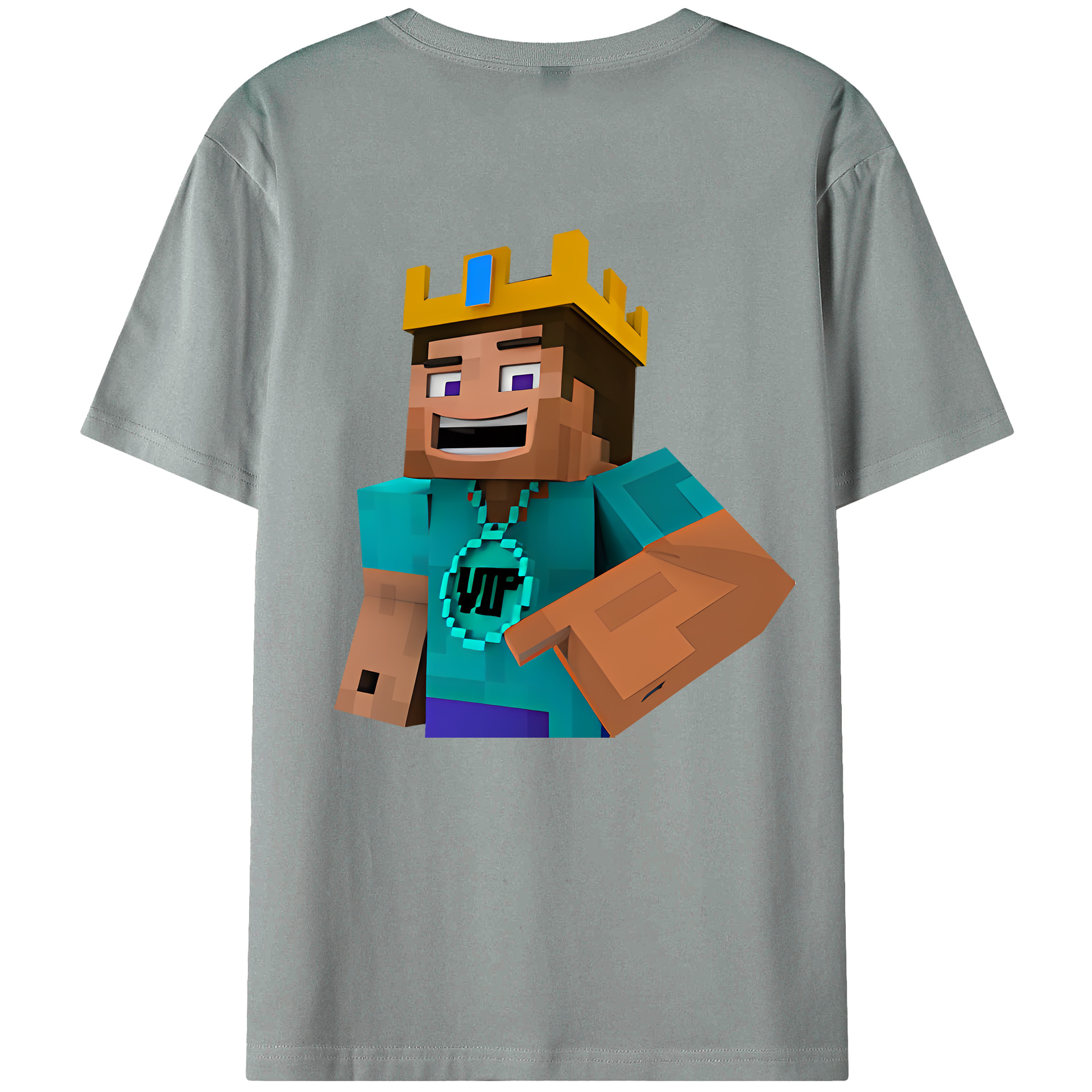 （画像用） マインクラフト ブロックの世界 Minecraft MC Block world 綿100％ メンズ半袖Tシャツ（バックプリント） 通気性